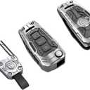Heavy Metal Key Fob Cover Case Protector - Audi Keychain Accessories for A1, A3, A4, A5, A6, Q3, Q5, Q7, TT, S3, R8 (Silvery)