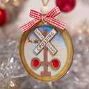 3 x Santa Claus Crossing Christmas Ornament  Wooden Railroad Crossing Sign Ornament with Santa Sleigh  Fun Novelty Holiday Tree Decoration Gift O112