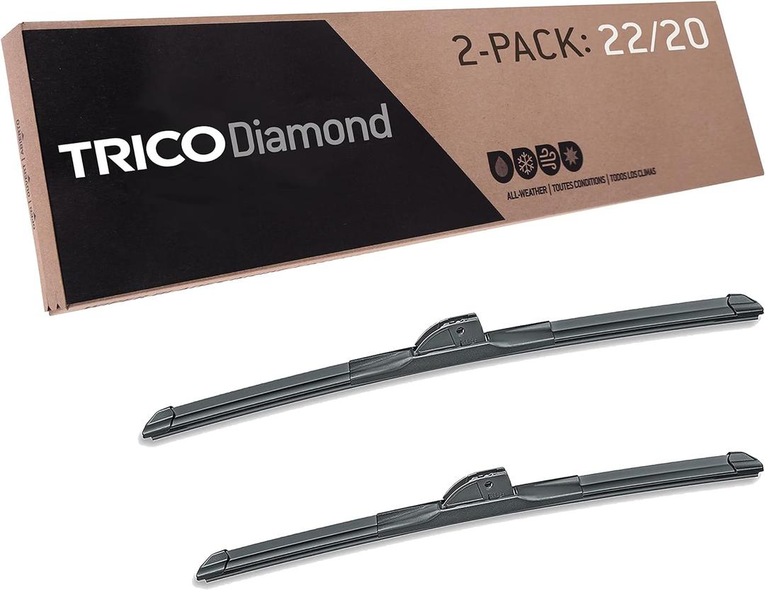 TRICO Diamond (25-2220) 22 Inch & 20 inch pack of 2 High Performance Automotive Replacement Windshield Wiper Blades For My Car Super Premium All Weather Beam Blade for Select Vehicle Models (22" + 20" Pair Pack (Pack of 2))