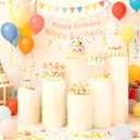 Karida 3 Pack Portable White Cylinder Stands for Party, 31.5", 23.6", 15.7" Height Foldable Cardboard Tall Cake Pedestal Stand Pillar Table Stand Event Plinth, cilindros para fiestas redondos blancos for Wedding Parties