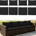 8Pcs Outdoor Patio Cushion Cover Replacement, Waterproof Patio Cushion Covers, Washable Outdoor Couch Cushion Covers with Zippers, Slipcovers Sofa Chair for Patio Furniture(Black, Cover Only)