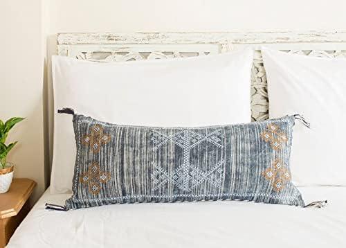 Extra Long Lumbar Pillow Cover (12 X 28 inches) | Hand Woven Cactus Silk Pillow Cover | Rustic Dcor Bohemian Cushion Cover | Modern Farmhouse Bohemian Pillow Case | Decorative Throw Pillow Cover (Design 4)