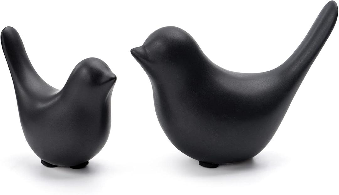 Small Animal Statues Home Decor Modern Style Birds Decorative Ornaments for Living Room, Bedroom, Office Desktop, Cabinets (Black Birds 2Pcs )