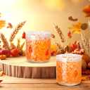 2 Pcs Fall Icon Juice Glass Cups 14 oz Fall Pumpkins Maple Leaves Icon Glasses Drinking Cocktails Whiskey Stemless Glass for Drinkware Home Thanksgiving Autumn Decoration Harvest Party Gift