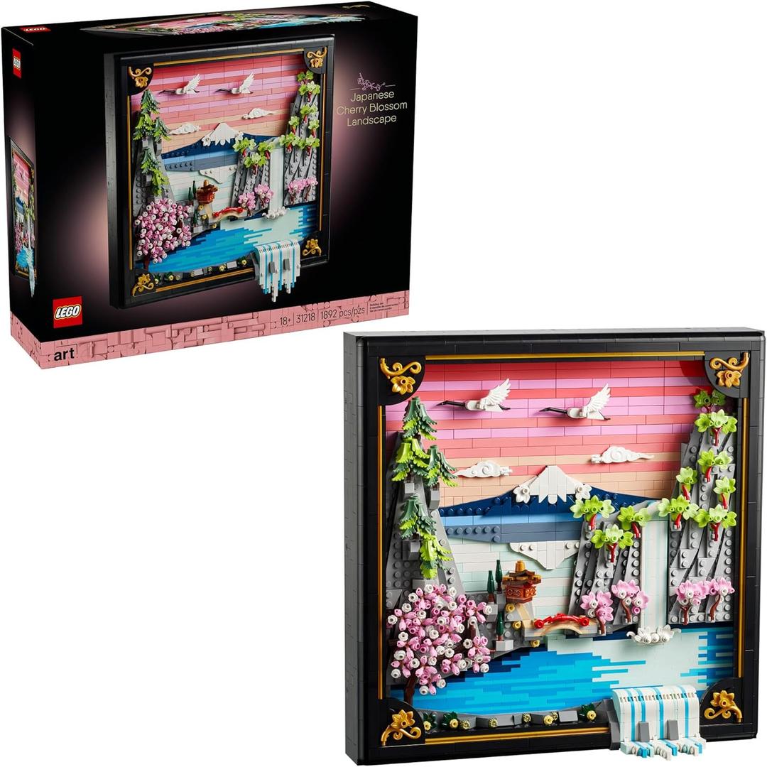 LEGO Art Japanese Cherry Blossom Landscape Building Set for Adults - Room Decoration & Gift for Women & Men, Ages 18+ - Framed Wall Decor, Stand or Hang to Display - 31218