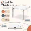 34" Square Folding Card Table, Fold-in-Half Portable Table, White