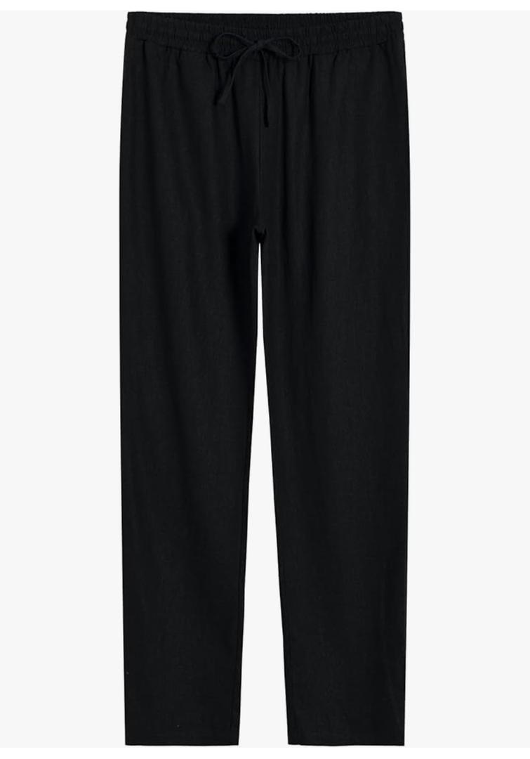 Weintee Women's 34" Inseam Tall Linen Pants with Pockets ,Large Tall
