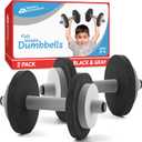 Modern Innovations Kids Weight Set (2 Pack) Toy Dumbbells, Baby Dumbbell Workout Weights, Fun Fitness and Exercise Equipment for Toddlers - Black & Gray