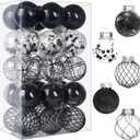 Clear Christmas Ball Ornaments, 30ct Shatterproof Xmas Ball Decorations 2.36" for Halloween Christmas Party (Black)