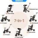 Tricycle Stroller for Toddler,Foldable Baby Tricycle,Kids Balance Bike with Push Handle,Toddlers Stroller Bike with 1 to 5 Years,7-in-1 Push Tricycle Bike for Kids(Gold)