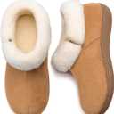 RockDove Women's Closed Back Bootie Slippers with Memory Foam Sherpa Lining Faux Suede Upper Non-Slip Sole Indoor Outdoor