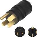 ENERLITES NEMA 14-50P to 6-50R Compact Adaptor, 4 Male Plug to 50 Amp 3 Prong Female Receptacle, 50A, 240V, 66352, Black
