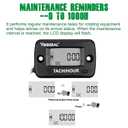 Yooreal Rotating Shaft Tachometer Hour Meter,Magnetic Pickup,Maintenance Reminder,Display Shutdown for Lawn Mower Generator Compressor Any Rotating Shaft/Gear or Pulley of External Equipment