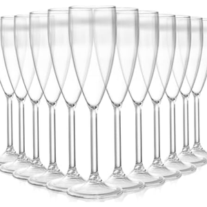 Elsjoy 12 Pack Plastic Champagne Flute, 6 oz Unbreakable Champagne Glasses Stemmed Champagne Coupes, Reusable Shaterproof Champagne Toasting Cups for Event, Wedding, Party