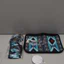 FKELYI 6 Packs Car Steering Cover Southwestern Tribal Steering Wheel Wrap+Blue Aztec Seat Belt Pads+Absorbent Cup Coaster Pads+Auto Keychain Holder