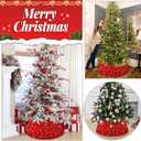 FOTSHARER Red Christmas Tree Collar 28.8 Inch Large Tree Collar Velvet Round Tree Base Metallic Tree Skirt Vintage Christmas Tree Skirt Box Sequins Xmas Tree Ring for Christmas Family Gathering Party