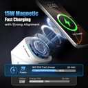 3 in 1 Wireless Charging Station for iPhone 17/16/15/14/13/12 Pro Max, Qi 2 Certified 15W Fast Magnetic Charger Stand for Magsafe Phone, AirPods, Smart Watch (White Color)
