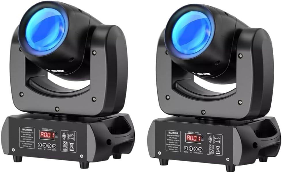 150W LED Moving Head Light Rotating 8 Prism Spot Stage Light, 8 GOBO 8 Colors Professional Moving Head Stage Lighting for Theaters Bars Performance Dj Event 2 Pack