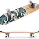 Beginner Skateboards 31" x 8" Complete Skateboards for Kids Boys Girls Adults 7 Ply Maple Wood Double Kick Deck Recessed Standard Tri Skateboards