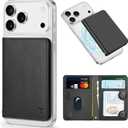 TUCCH for Magsafe Wallet with 6 Card Holders, RFID Blocking [Clear ID Window] PU Leather Men Women Folio Magnetic Phone Wallet for iPhone 17/16/15/14/13/12/Plus/Air/Pro/Pro Max Series, Black