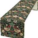 William Morris Floral Table Runner, Vintage Strawberry Thief Flowers Table Runner for Dining Table Decor 13 x 90 Inch