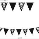 2 x 32Ft Black White Halloween Party Decorations Skull Fabric Pennant Pirate Banner Triangle Flag Bunting Garland Streamers for Halloween Pirate Birthday Jolly Roger Wedding Home Outdoor Party Supplies
