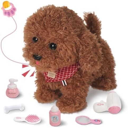 Jimate Puppy Toys for Kids, Toy Dogs That Walk and Bark, Walking Dog Toy for Kids with Leash, Interactive Stuffed Puppy with Remote Control, for Girls and Boys Aged 3-7 Year Old