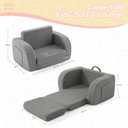 Toddler Couch, 2-in-1 Toddler Chairs Comfy 1-3 Years Old, Toddler Chair for Girls and Boys, Kids Couch Bed Fold Out, Convertible Baby Sofa to Lounge Chair for Playing, Reading, Napping, Grey