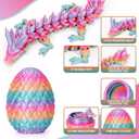 3D Printed Dragon Egg with Articulated Crystal Dragon Inside -Surprise Dinosaur Egg Fidget Toys for Kids 8-12 5-7 4-6, Unique Prefilled Easter Basket Stuffers for Kids Teens(Candy Color)