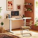 Huuger Electric Standing Desk with Power Outlets and USB-C Port, 47 X 24 Inch Height Adjustable Desk, Sit Stand Desk for Home Office, Computer & Gaming Desk with 4 Presets, Stable Steel Frame, Marple, 47.2 x 23.6 inch