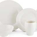 Mikasa Swirl White 16 Piece Dinnerware Set, Service for 4