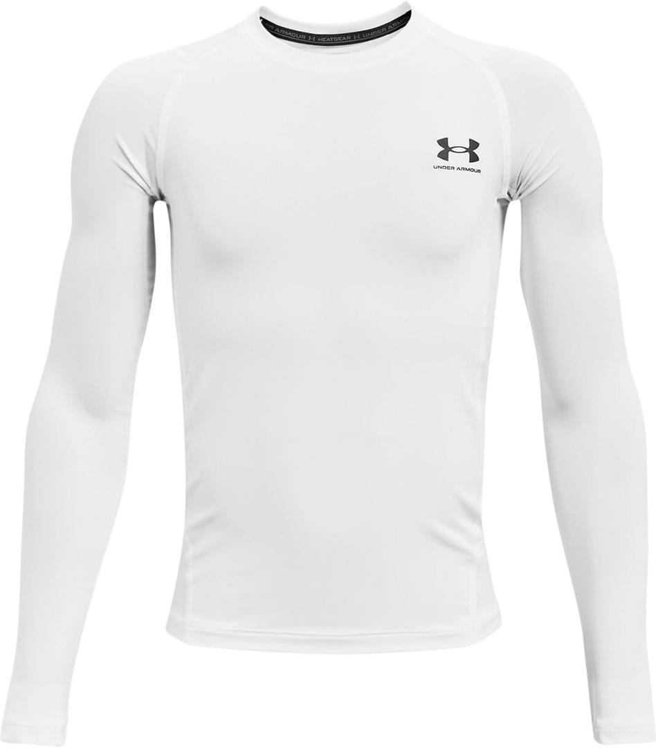 Under Armour Boys' HeatGear Long-Sleeve T-Shirt (White, M)