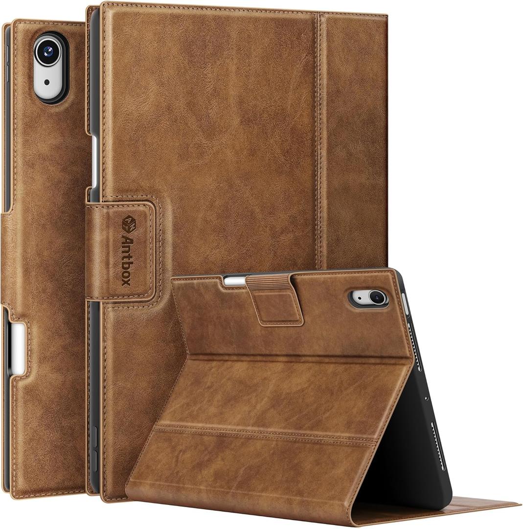 Antbox Case for iPad Air 13 Inch 2026 M4 /2025 M3 /2024 M2, Premium Vegan Leather, Fully Supports Pencil Pro and Pencil (USB-C), Auto Sleep/Wake, Built-in Pencil Holder iPad 13 Inch Case (Tan)