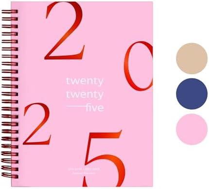 Rileys & Co 2025 Floating Weekly Planner - Annual Weekly & Monthly Agenda Planner, Jan - Dec 2025, Flexible Cover, Notes Pages, Twin-Wire Binding (6 x 8-Inches, Pink), 4 PCS