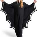 Spooktacular Creations Halloween Kid Glow in the Dark Costume - Bat Wings, Black Bat Jumpsuit for Boy, Girl (Large(10-12 yrs))
