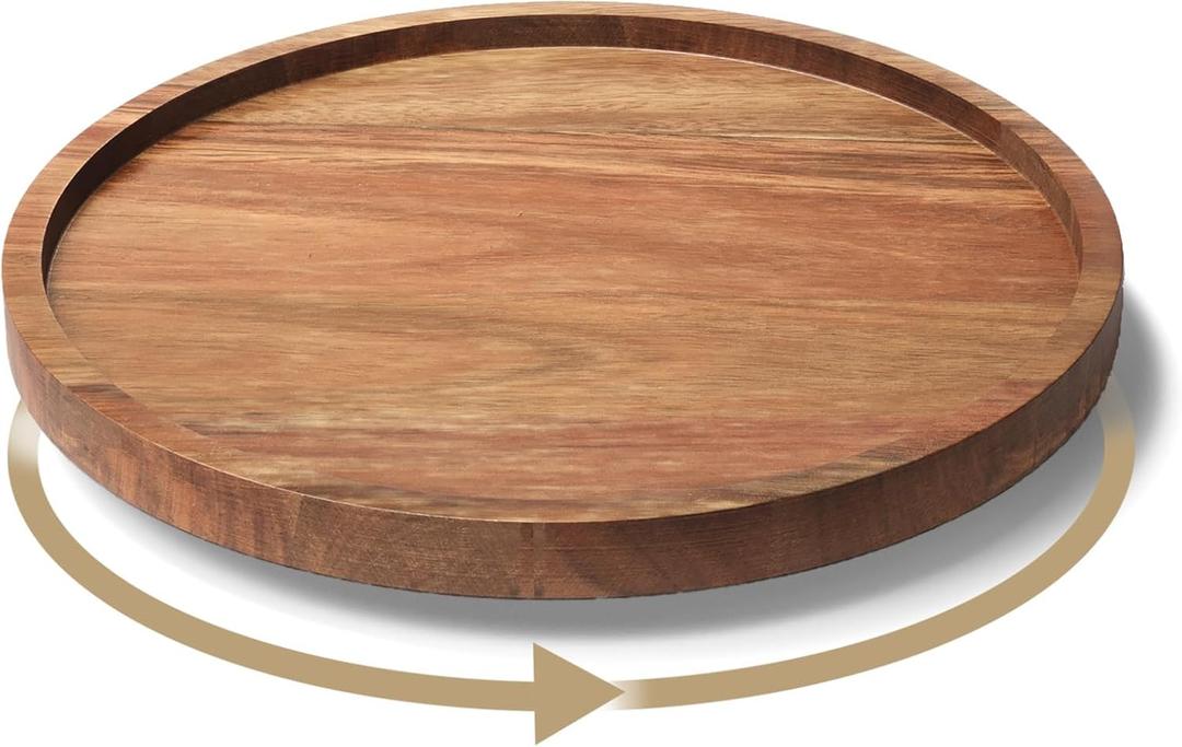 VERTORGAN Lazy Susan Organizer for Kitchen,Acacia Wood Turntable for Cabinet, Pantry, Table, Countertop, Vanity, Spice RackSmall Size: 8.6in