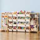 Toy Storage Organizer with Bookshelf and Stuffed Animal Storage - Playroom Organization with Shelves and 12 Bins - Living Room Box for Lego - Bedroom Decor Essentials, White, 67"W,3 Shelves,16 Bins