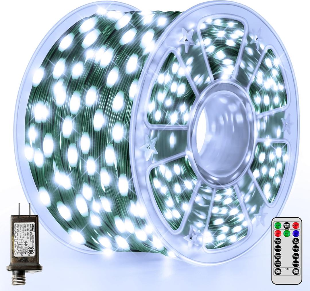 Christmas Lights 1200 LED 394 FT, IP67 Waterproof Christmastree Lights with 8 Modes, Remote Control 3 Timers & Memory Function Xmas Decorations for House and Holiday (Cool White)