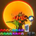 Balkwan Sunset Lamp Projection Rotation Rainbow Projection Lamp Led Romantic Visual Led Light Network Red Light with USB Modern Floor Stand Night Light Living Room Bedroom Dcor (Multicoloured)