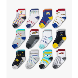 Evercute Toddler Girls Grip Socks 12 Pack Boys Non Slip Socks for Kids Anti Skid