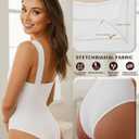 ALGALAROUND Bodysuit Women Square Neck Double Lined Tank Top Sleeveless Backless Sexy Seamless Body Suit Going Out Bodysuits (White)