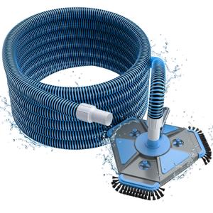 UIRWAY Upgrade Pool Vacuum Head with Side Brush & 360° Swivel Cuff, Heavy Duty Manual Kink-Resistant 1-1/2" x 40 Ft Vacuum Hoses, Weighted Triangular Shape for Inground & Above Ground Pool(No Pole)