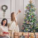 12Pcs Christmas Balls Tree Decorations, 2.4inch Plastic Shatterproof Glitter Hanging Ornaments for Christmas Tree Home Kitchen Office Indoor Xmas Tree Wall Window Fireplace Mantel Decor (Grey Pink White Red Brown)