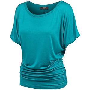 MBJ WT817 Womens Dolman Drape Top with Side Shirring M Jade