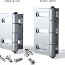 2 Pack Door Butt Hinges Cabinet Hinges with Flat Head Screws,Adjustable Hole Spacing Range 3/5inch,3.35inch x 2.48inch,Silver