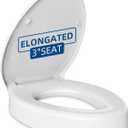 Elevated Toilet seat 3 inch, Elongated Toilet seat risers for Seniors, Slow Close, Heavy Duty, Never Loosen, Raised Toilet seat Elongated Bowl, White(18.5)