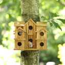 Bird Houses for Outside 10 Hole Bird House Room for 10 Bird Families Large Bird House for Garden/Courtyard/Backyard Decor Finch Bluebird Cardinals Handmade Hummingbird House