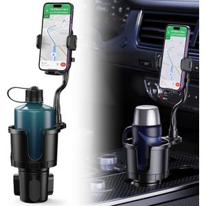 Cup Holder Phone Holder Mount [Super Stable and Durable] 2-in-1 Car CupHolder Expander with Phone Mount with Adjustable Base,Thick Gooseneck 360° Swivel Cup Holder, Fits All Smartphones
