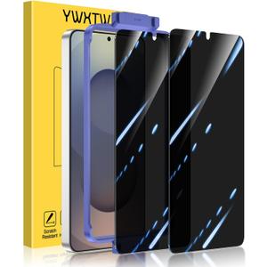 YWXTW EZ Unlock for Samsung Galaxy S25 Ultra Privacy Screen Protector, [0.01S Ultrasonic Fingerprint Support] [Not Glass] 23 Anti Spy Private S25 Ultra Screen Protector Case Friendly, 2 Pack Black