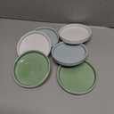 Zubebe 6 Pcs 4 Inch Ceramic Plant Saucer Round Planter Pot Drainage Tray Planter Water Drip Tray Flower Pot Saucers for Indoor Outdoor Holding Water Drips and Soil, White, Blue, Green